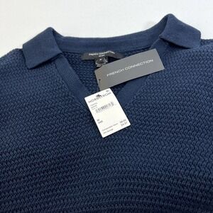 NWT French Connection Women's Knit Short Sleeve Nautical Blue Sweater Size M